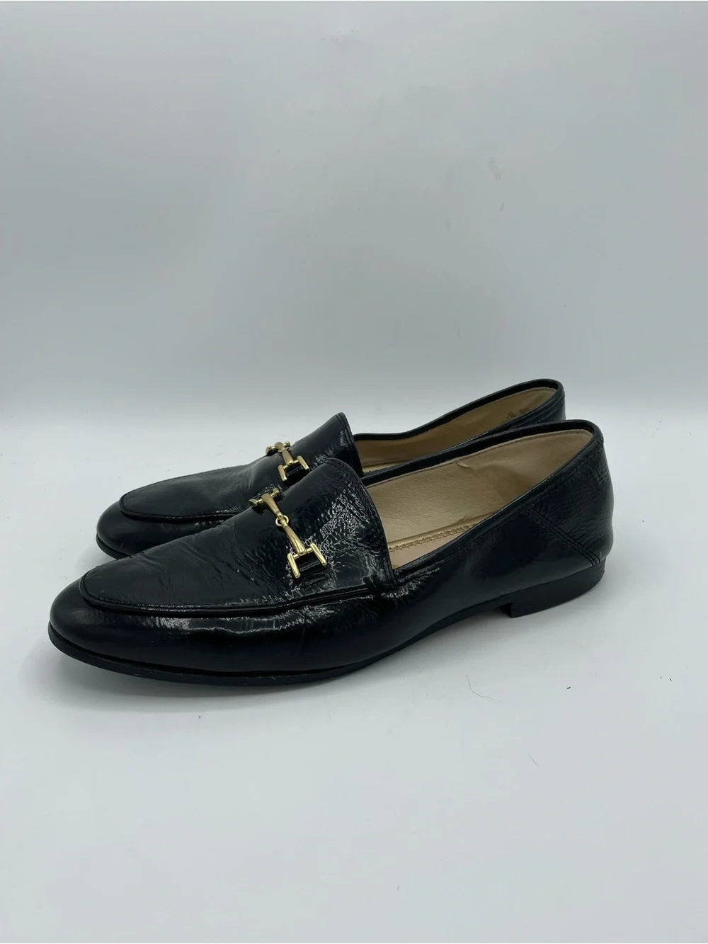 Sam Edelman Loraine Black Leather Horsebit Loafers.